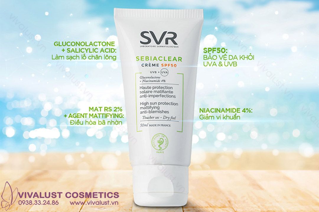 Kem Chống Nắng Và Giảm Mụn SVR Sebiaclear Crème SPF 50 (Tuýp 50ml)